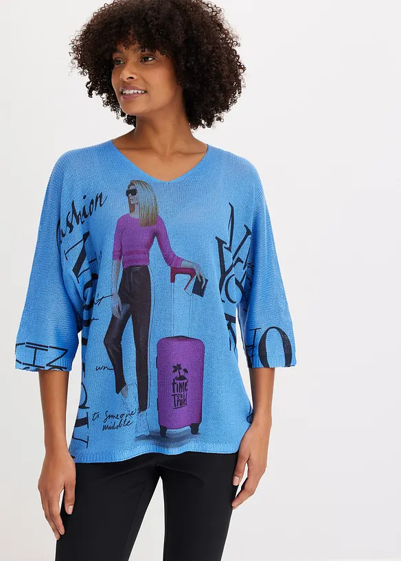 Pullover in blau von vorne (im Anschnitt) - bonprix Pullover in blau von vorne (im Anschnitt) - bonprix