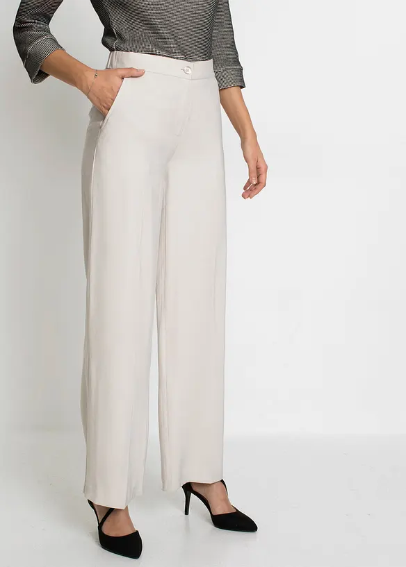Leichte Marlenehose mit Viskose in beige von vorne - bonprix Leichte Marlenehose mit Viskose in beige von vorne - bonprix