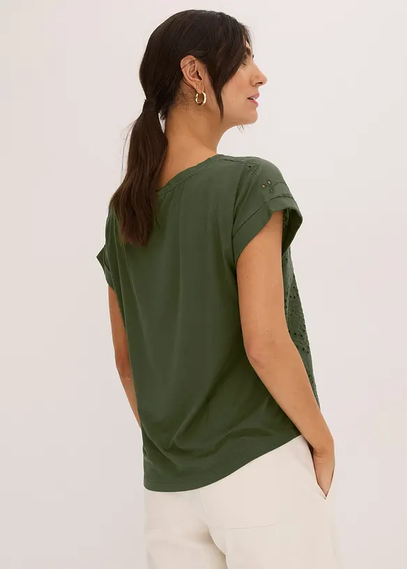 Shirt mit Lochspitze in grün von hinten (im Anschnitt) - bonprix Shirt mit Lochspitze in grün von hinten (im Anschnitt) - bonprix