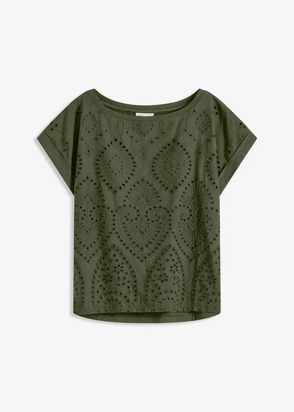Shirt mit Lochspitze in grün von vorne - bonprix Shirt mit Lochspitze in grün von vorne - bonprix