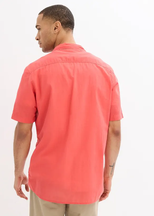 Kurzarmhemd aus Baumwolle in Regular Fit in pink von hinten (im Anschnitt) - bonprix