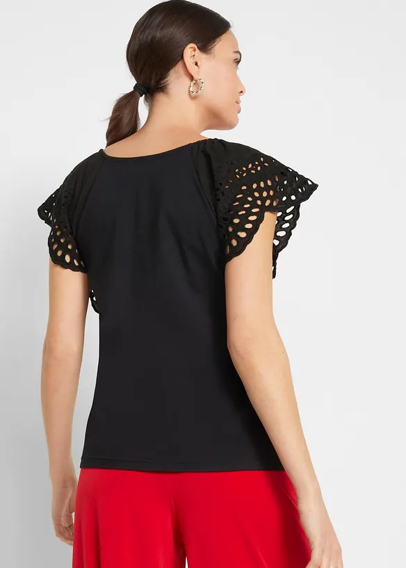 Shirt aus elastischem Baumwoll-Mix in schwarz von hinten (im Anschnitt) - bonprix