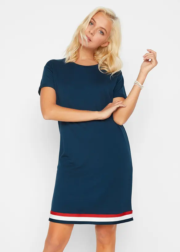 Jerseykleid aus weichem Viskose-Mix in blau von vorne (Totalaufnahme) - bonprix Jerseykleid aus weichem Viskose-Mix in blau von vorne (Totalaufnahme) - bonprix