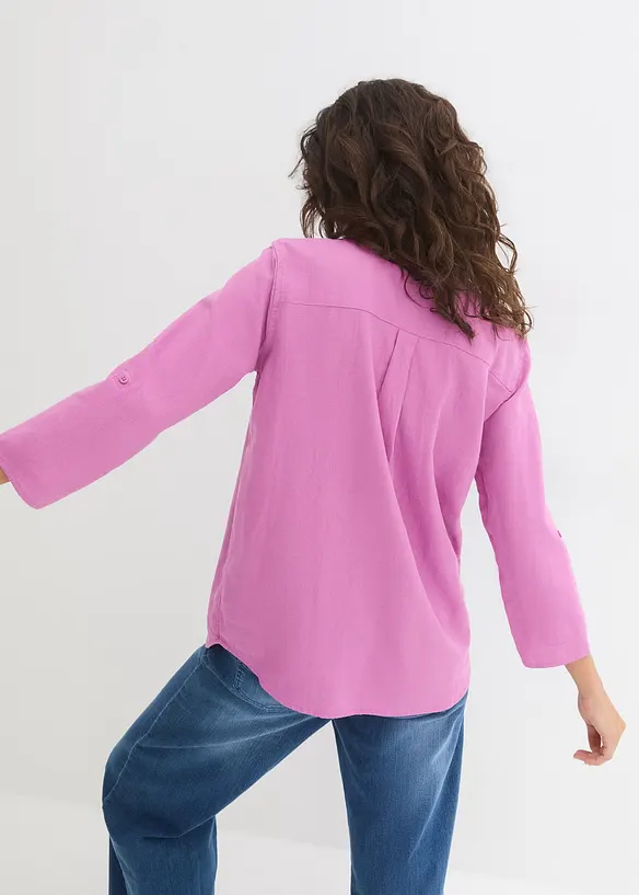 Leinen-Bluse, 3/4-Arm in pink von hinten (im Anschnitt) - bonprix Leinen-Bluse, 3/4-Arm in pink von hinten (im Anschnitt) - bonprix