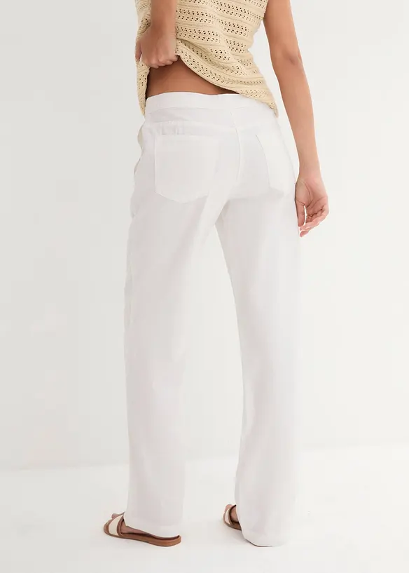 Leinen-Hose mit weitem Bein in weiß von hinten - bonprix Leinen-Hose mit weitem Bein in weiß von hinten - bonprix