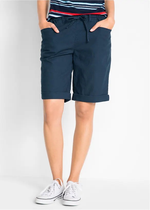 Bermuda aus Leinen-Mix in blau von vorne - bonprix Bermuda aus Leinen-Mix in blau von vorne - bonprix