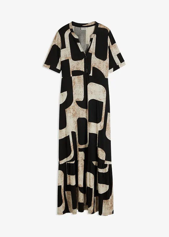 Maxikleid aus softem Viskose-Mix in schwarz von vorne - bonprix Maxikleid aus softem Viskose-Mix in schwarz von vorne - bonprix