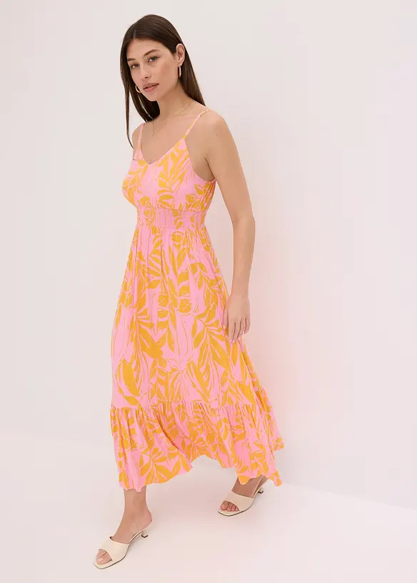 Trägerkleid aus softem Viskose-Mix in orange von vorne (Totalaufnahme) - bonprix Trägerkleid aus softem Viskose-Mix in orange von vorne (Totalaufnahme) - bonprix