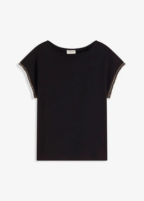 Shirt aus reiner Baumwolle in schwarz von vorne - bonprix Shirt aus reiner Baumwolle in schwarz von vorne - bonprix