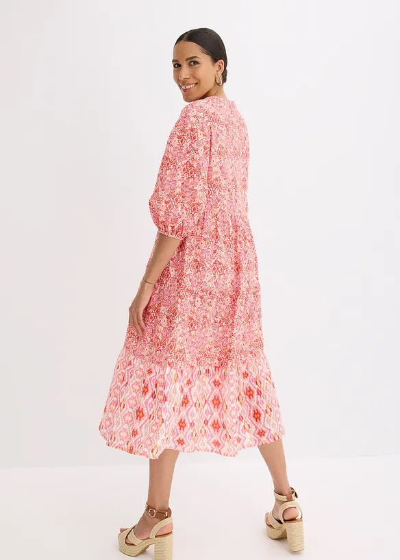Midikleid aus leichter Baumwolle in rot von hinten (Totalaufnahme) - bonprix