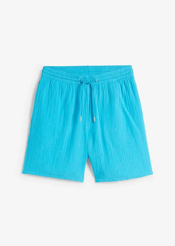 Musselin-Shorts aus reiner Baumwolle in blau von vorne - bonprix Musselin-Shorts aus reiner Baumwolle in blau von vorne - bonprix