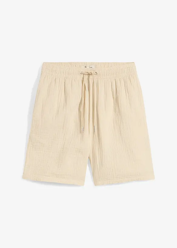 Musselin-Shorts aus reiner Baumwolle in beige von vorne - bonprix Musselin-Shorts aus reiner Baumwolle in beige von vorne - bonprix