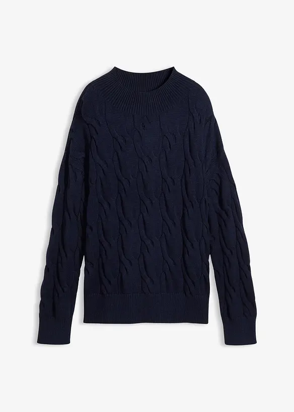 Oversize-Pullover aus softem Viskose-Mix in blau von vorne - bonprix