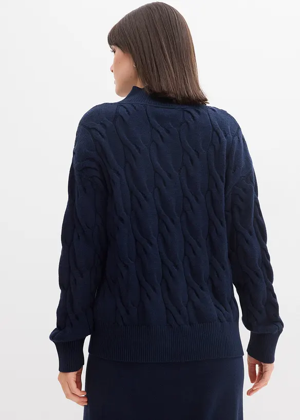 Oversize-Pullover aus softem Viskose-Mix in blau von hinten (im Anschnitt) - bonprix