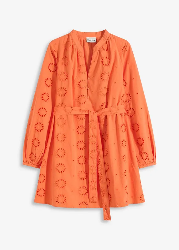 Blusenkleid aus reiner Bio-Baumwolle in orange von vorne - bonprix Blusenkleid aus reiner Bio-Baumwolle in orange von vorne - bonprix
