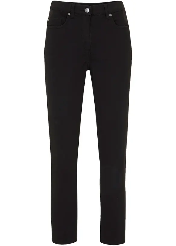 7/8-Hose aus elatischem Baumwoll-Mix in schwarz von vorne - bonprix
