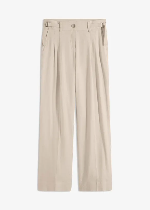 Palazzo-Hose aus leichtem Leinen-Mix in beige von vorne - bonprix Palazzo-Hose aus leichtem Leinen-Mix in beige von vorne - bonprix