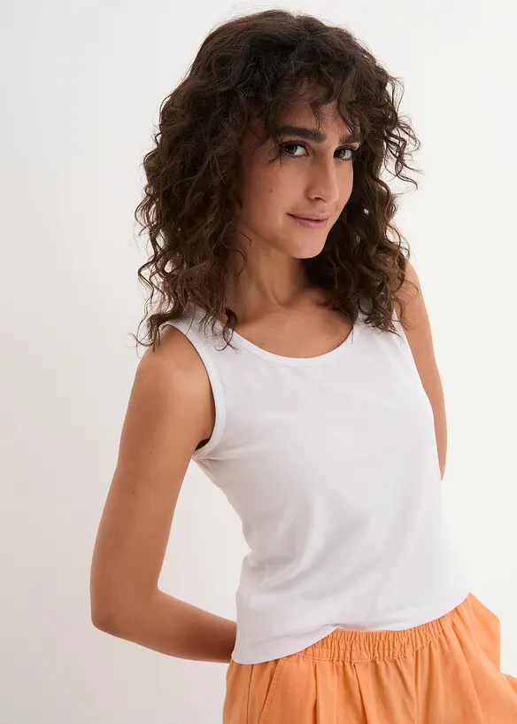 Tanktop mit Baumwolle (2er-Pack) in schwarz von vorne (im Anschnitt) - bonprix Tanktop mit Baumwolle (2er-Pack) in schwarz von vorne (im Anschnitt) - bonprix