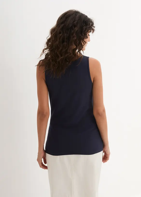 Tanktop mit Baumwolle (2er-Pack) in blau von hinten (im Anschnitt) - bonprix Tanktop mit Baumwolle (2er-Pack) in blau von hinten (im Anschnitt) - bonprix