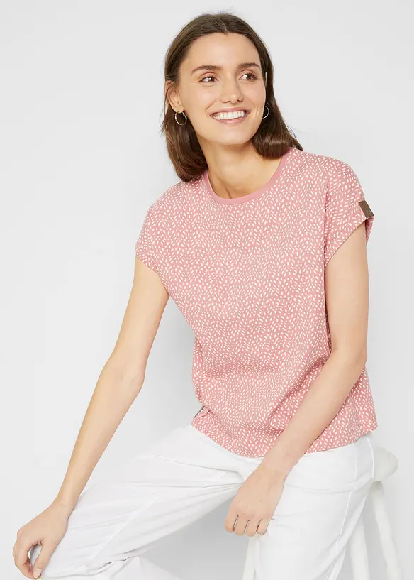T-Shirt (2er Pack) in rosa von vorne (im Anschnitt) - bonprix