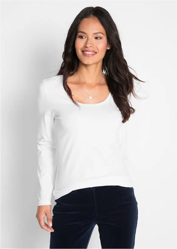 Langarmshirt in weiß von vorne (im Anschnitt) - bonprix Langarmshirt in weiß von vorne (im Anschnitt) - bonprix