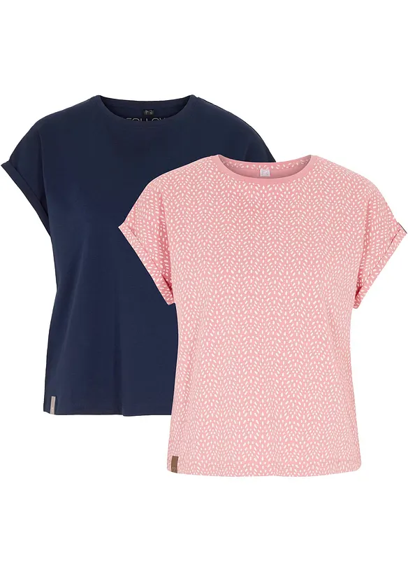 T-Shirt (2er Pack) in rosa von vorne - bonprix