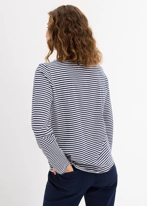 Langarmshirt aus reiner Baumwolle in blau von hinten (im Anschnitt) - bonprix Langarmshirt aus reiner Baumwolle in blau von hinten (im Anschnitt) - bonprix