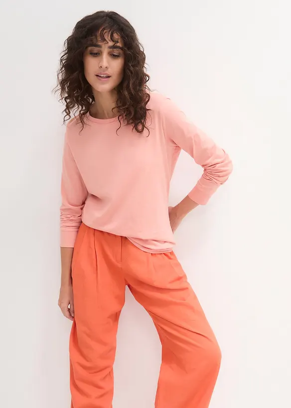 Longshirt mit Rundhalsausschnitt, Langarm (5er Pack) in grün von vorne (im Anschnitt) - bonprix