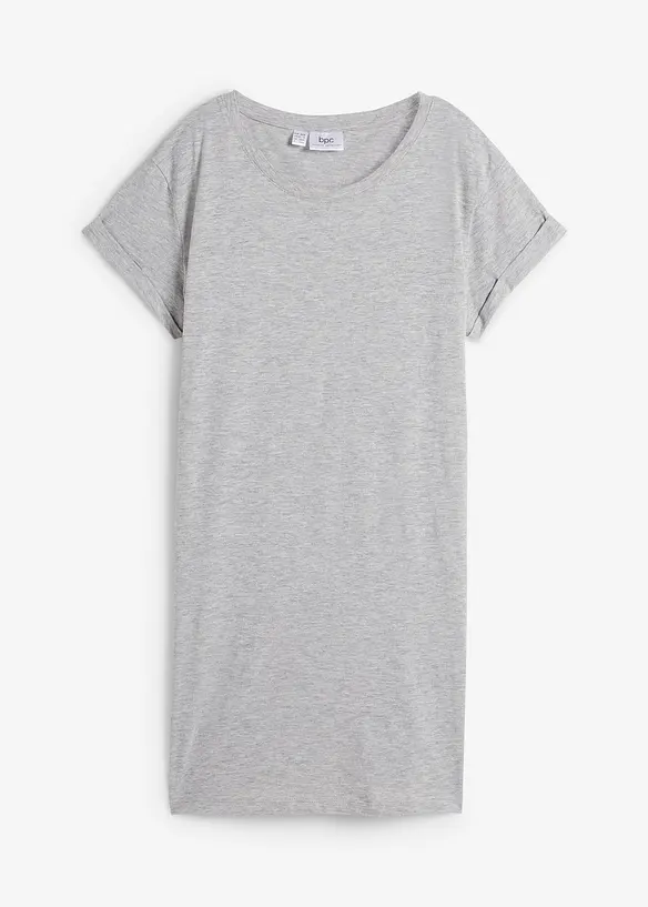 Boxy-Longshirt mit kurzen Ärmeln in grau von vorne - bonprix