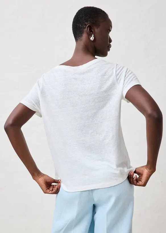T-Shirt aus reinem Leinen in weiß von hinten (im Anschnitt) - bonprix T-Shirt aus reinem Leinen in weiß von hinten (im Anschnitt) - bonprix