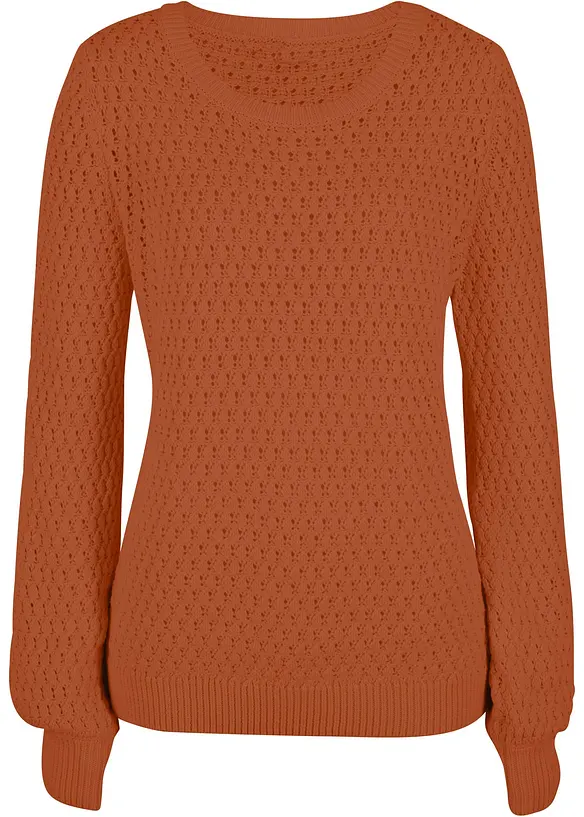 Pullover mit Strukturstrick aus Baumwollmix in braun von vorne - bonprix Pullover mit Strukturstrick aus Baumwollmix in braun von vorne - bonprix