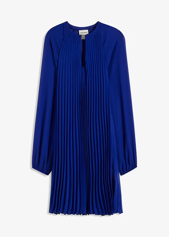 Minikleid aus feinem Chiffon mit Plisseé in blau von vorne - bonprix Minikleid aus feinem Chiffon mit Plisseé in blau von vorne - bonprix