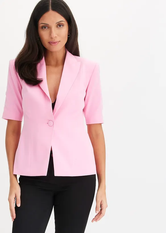 Blazer mit Sandhourglass-Passform in rosa von vorne (im Anschnitt) - bonprix