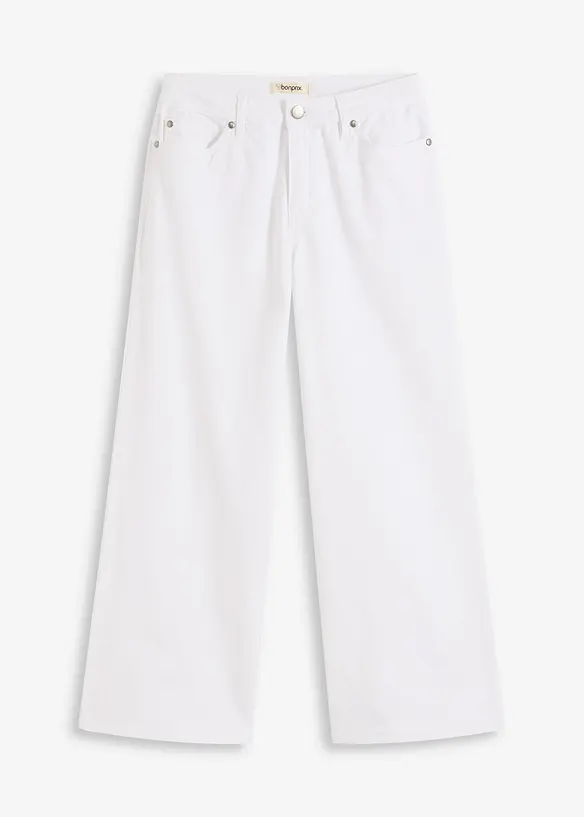 Culotte aus elastischem Baumwoll-Mix in weiß von vorne - bonprix Culotte aus elastischem Baumwoll-Mix in weiß von vorne - bonprix