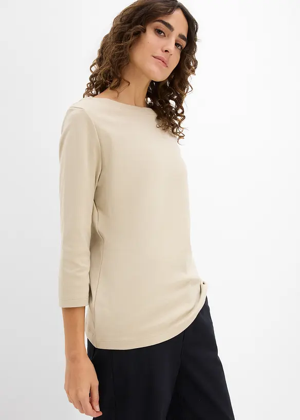 Shirt aus reiner schwerer Bio-Baumwolle in grün von vorne (im Anschnitt) - bonprix
