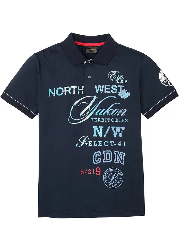 Poloshirt aus reiner Baumwolle in blau von vorne - bonprix