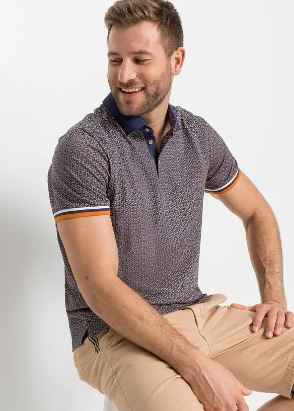 Poloshirt aus reiner Bio-Baumwolle in blau von vorne (im Anschnitt) - bonprix