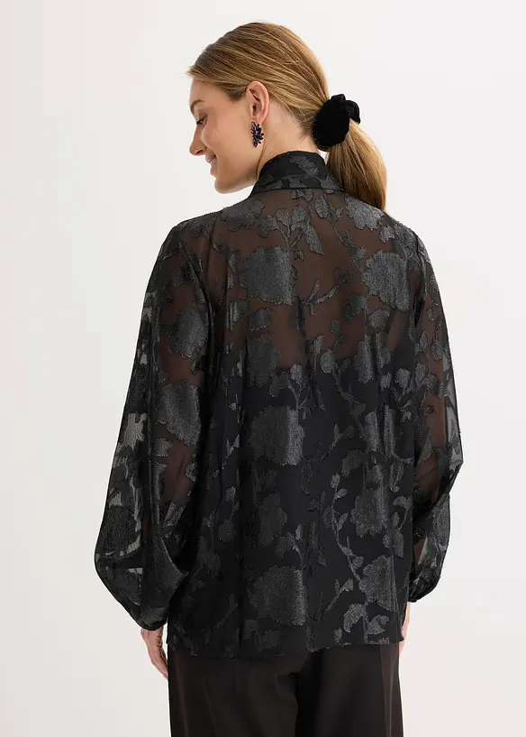 Schlupfbluse mit Stickerei in schwarz von hinten (im Anschnitt) - bonprix Schlupfbluse mit Stickerei in schwarz von hinten (im Anschnitt) - bonprix