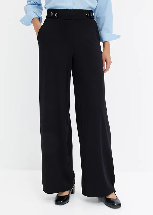 Jersey-Hose aus Punto di Roma in schwarz von vorne - bonprix Jersey-Hose aus Punto di Roma in schwarz von vorne - bonprix