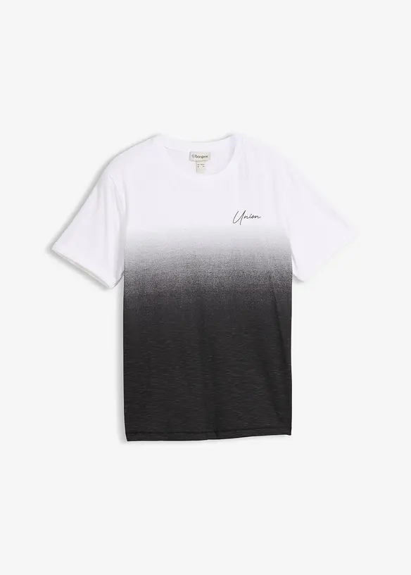 T-Shirt aus reiner Baumwolle, Slim Fit in schwarz von vorne - bonprix