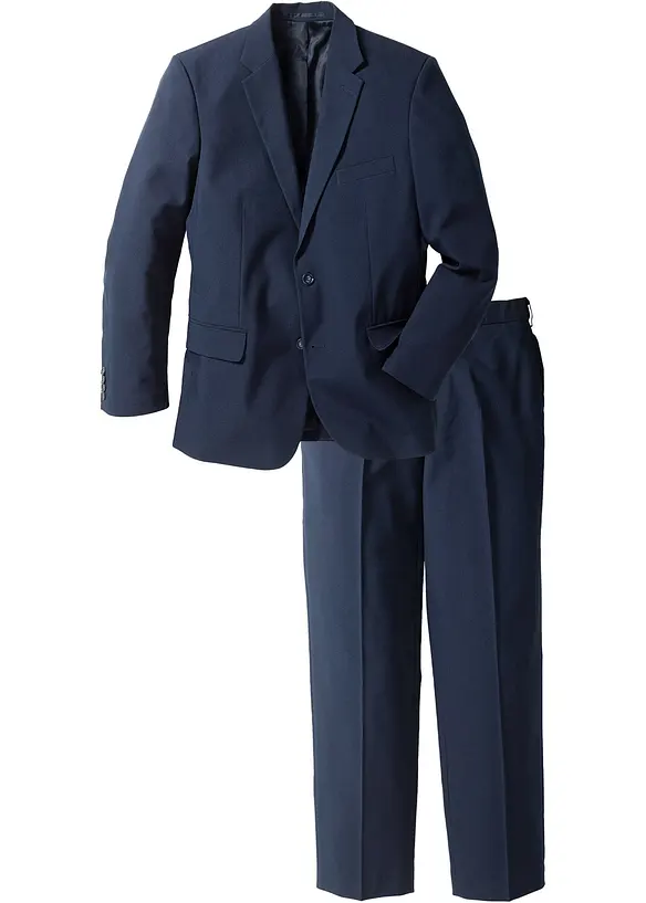 Anzug (2-tlg. Set) in Regular Fit in blau von vorne - bonprix