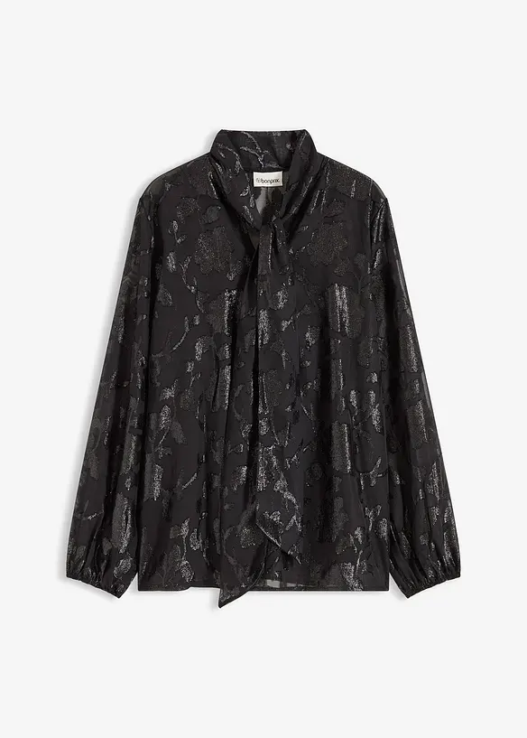 Schlupfbluse mit Stickerei in schwarz von vorne - bonprix Schlupfbluse mit Stickerei in schwarz von vorne - bonprix