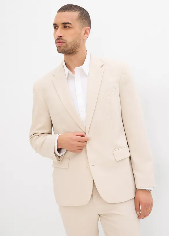 Baukasten-Sakko in Regular Fit in beige von vorne (im Anschnitt) - bonprix