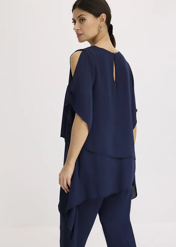 Zipfelbluse im Lagen-Look in blau von hinten (im Anschnitt) - bonprix Zipfelbluse im Lagen-Look in blau von hinten (im Anschnitt) - bonprix
