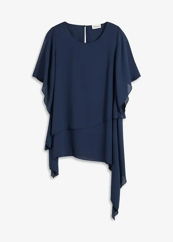 Zipfelbluse im Lagen-Look in blau von vorne - bonprix Zipfelbluse im Lagen-Look in blau von vorne - bonprix