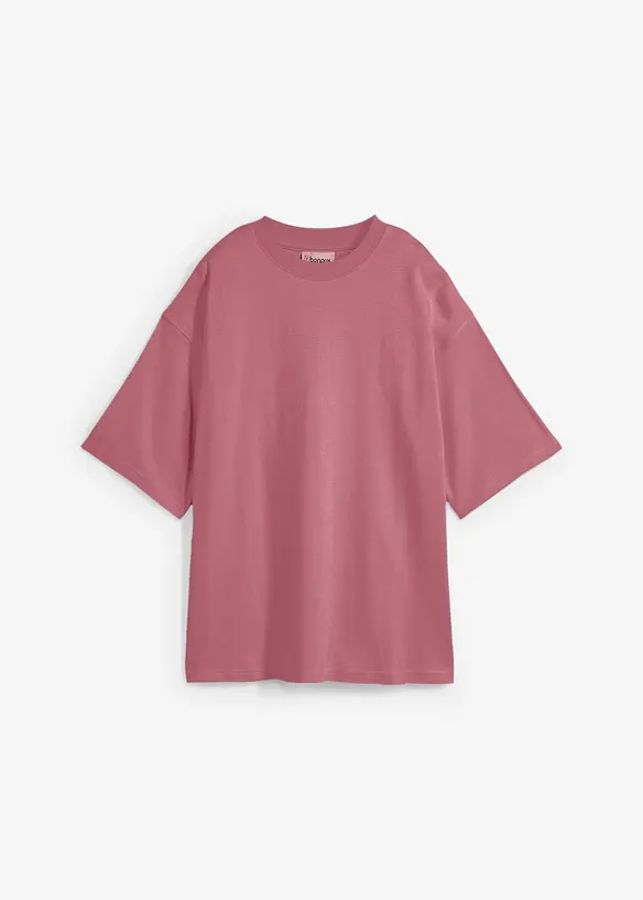 Oversize-Shirt aus reiner schwerer Bio-Baumwolle in lila von vorne - bonprix