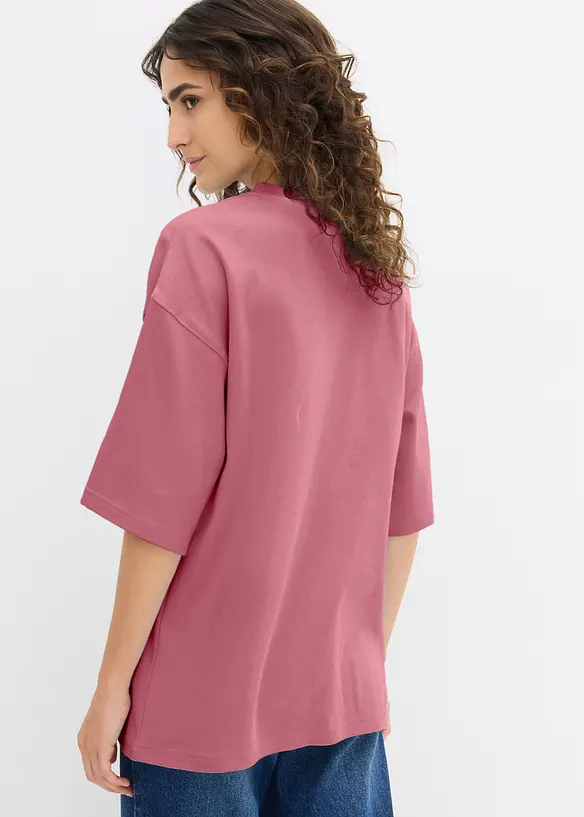 Oversize-Shirt aus reiner schwerer Bio-Baumwolle in lila von hinten (im Anschnitt) - bonprix