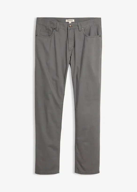 Regular Fit Twillhose aus reiner Baumwolle, Straight in grau von vorne - bonprix