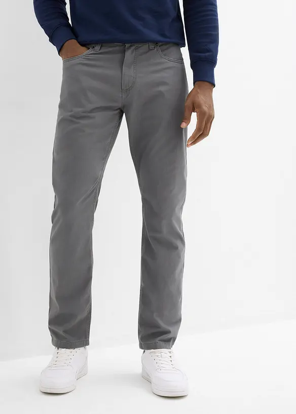 Regular Fit Twillhose aus reiner Baumwolle, Straight in grau von vorne - bonprix
