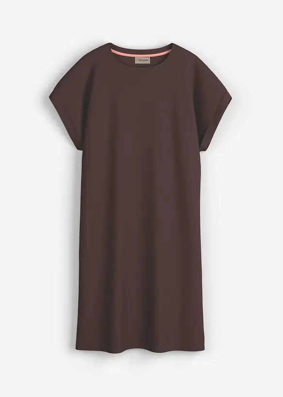 Shirtkleid aus schwerer reiner Bio-Baumwolle in braun von vorne - bonprix